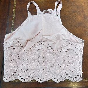 Abercrombie & Fitch White Embellished Crop Tank Top